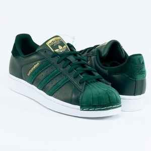 Adidas superstar shoes, green, size 9.5